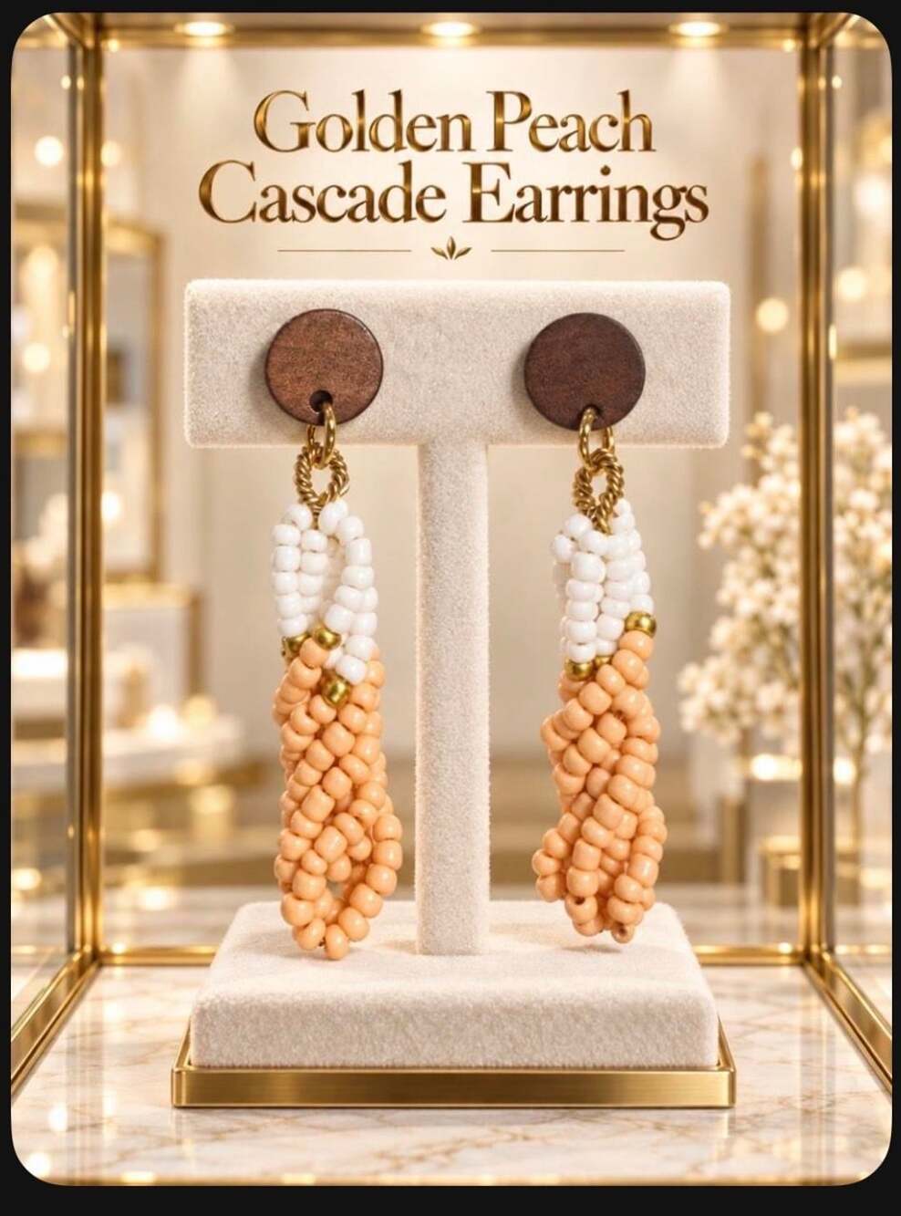 Golden Peach Cascade Earrings
